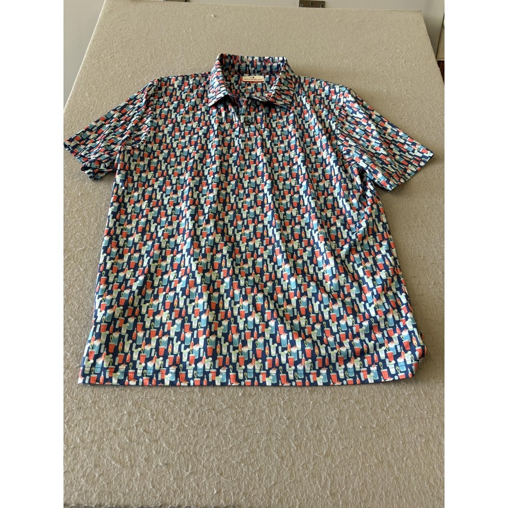 Grand Slam Polo Shirt Mens Large Blue Cocktail Performance Golf Lightweight